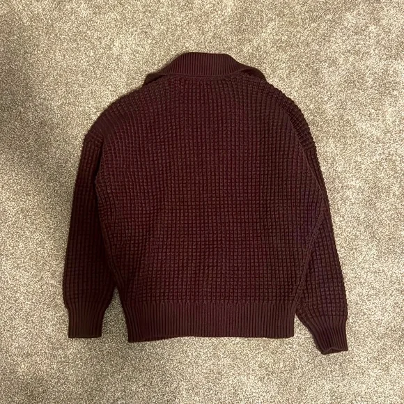 Madewell Waffle-Knit Henley Sweater (Heather Currant) - Picture 4 of 7
